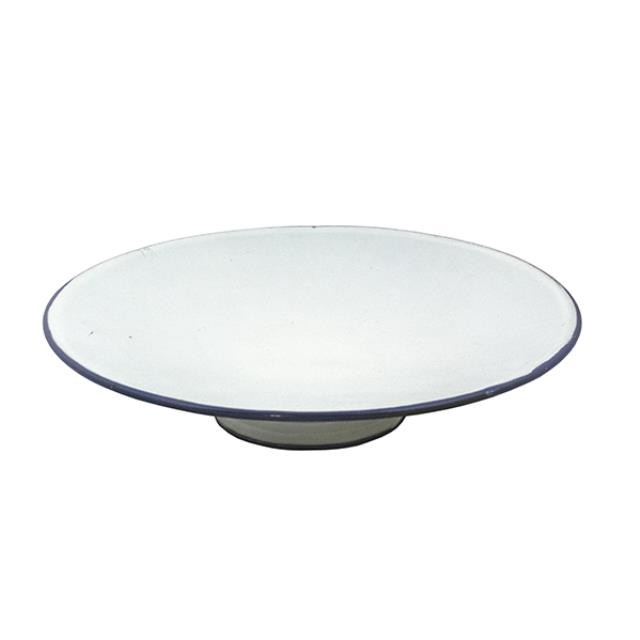 CAKE STAND-Enamelware White & Navy