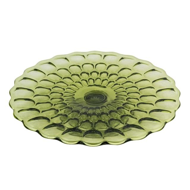 CAKE STAND-Green Thumb Pressed Glass