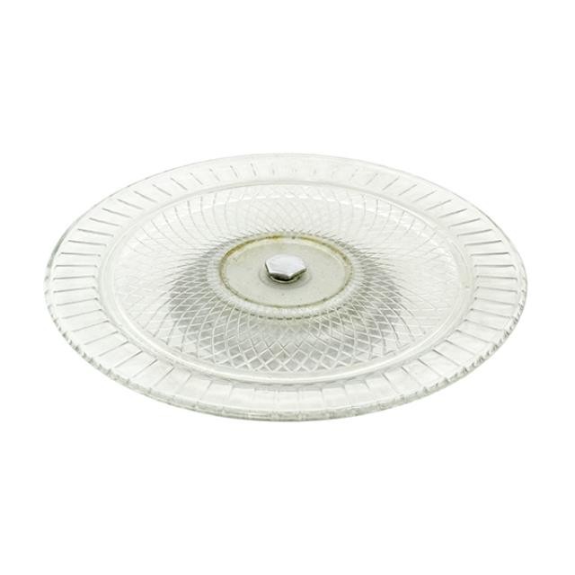 CAKE PLATE-Pressed Glass W/Silver Base