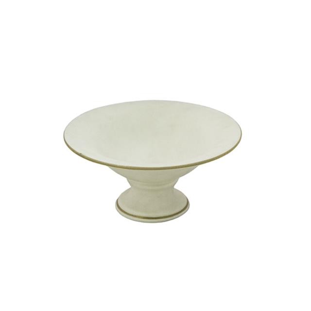 FOOTED COMPOTE-Bone China W/Gold Detail on Rim