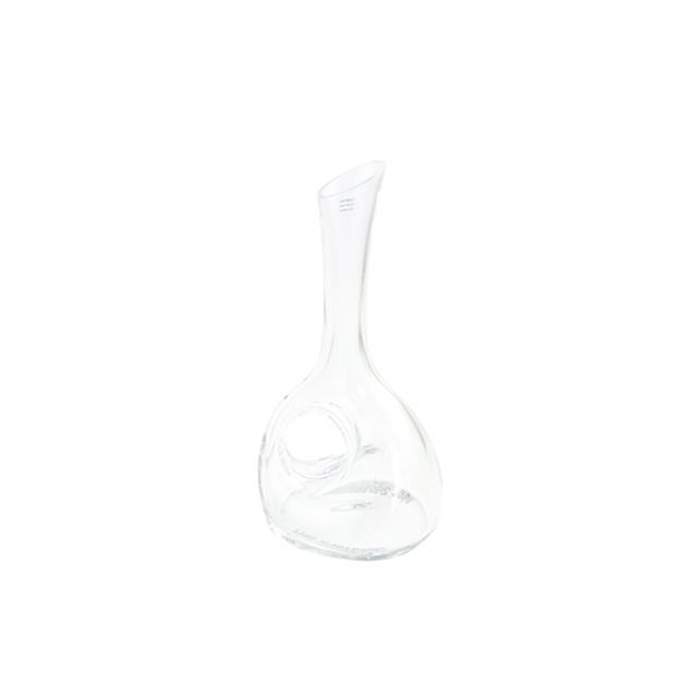 DECANTER-Contemporary Clear Glass W/Circle Cutout Handle