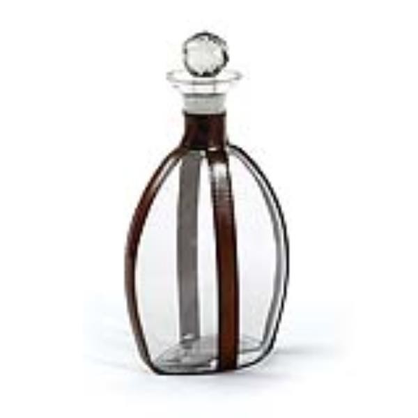 DECANTER-GLASS W/ LEATHER STRA