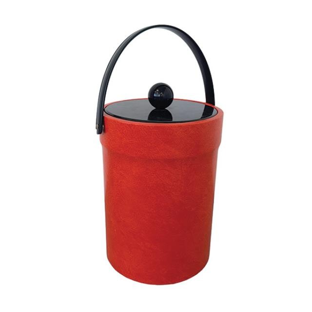 (24050018)ICE BUCKET-Vintage Mid Century Orange Faux Leather