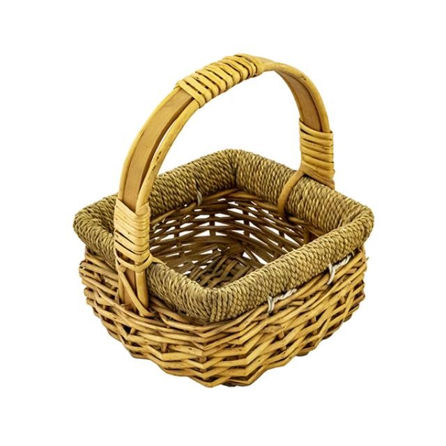 BASKET-Small Square Wicker W/Handle