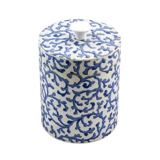 CANISTER-W/Lid Blue Branches on White Background