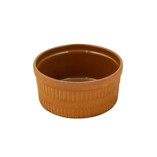 BOWL-Terracotta W/Vertical Ribs & Glazed Interior