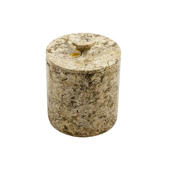 STORAGE JAR-BEIGE GRANITE W/LD