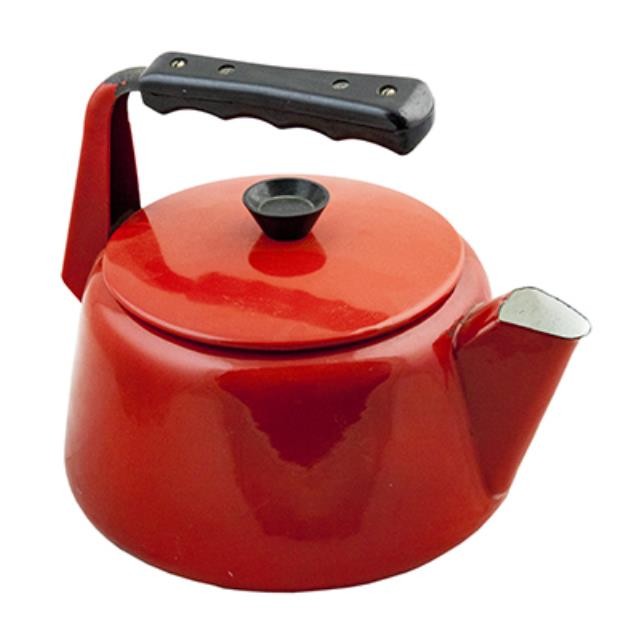 KETTLE-RED METAL ENAMELED