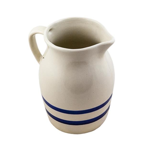 PITCHER-2QT NAT W/BLUE STRIPE