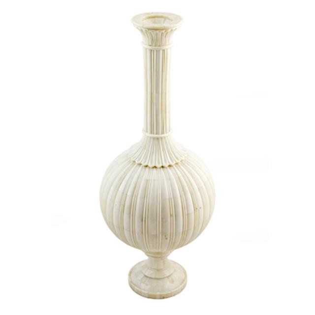 BOTTLE-W/ LID-WHT BONE MARQUET