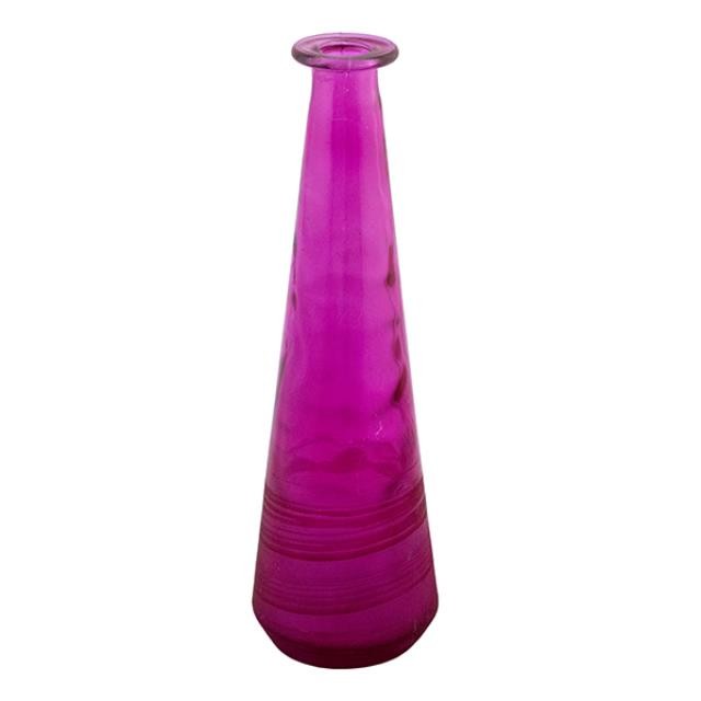 Vase-Pink Cone Shape W/Lipped Edge