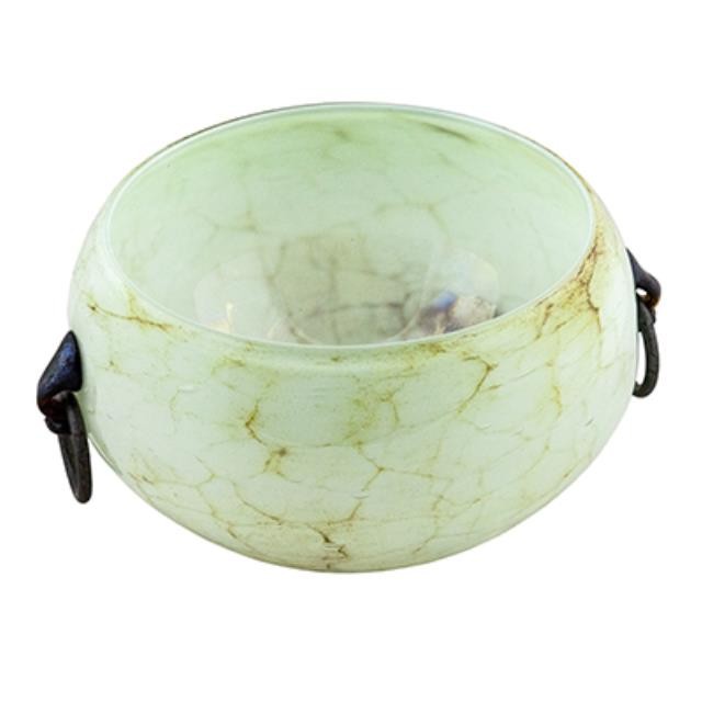 BOWL-WHT/BRN MARBLE-ARTGLASS