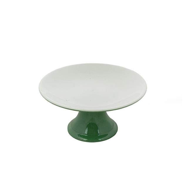 FOOTED COMPOTE-Green & White