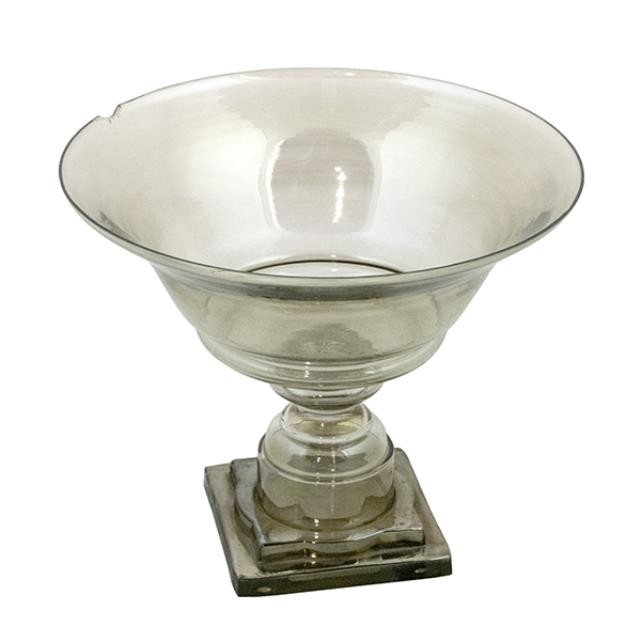 BOWL-FOOTED-SMOKEY GLASS