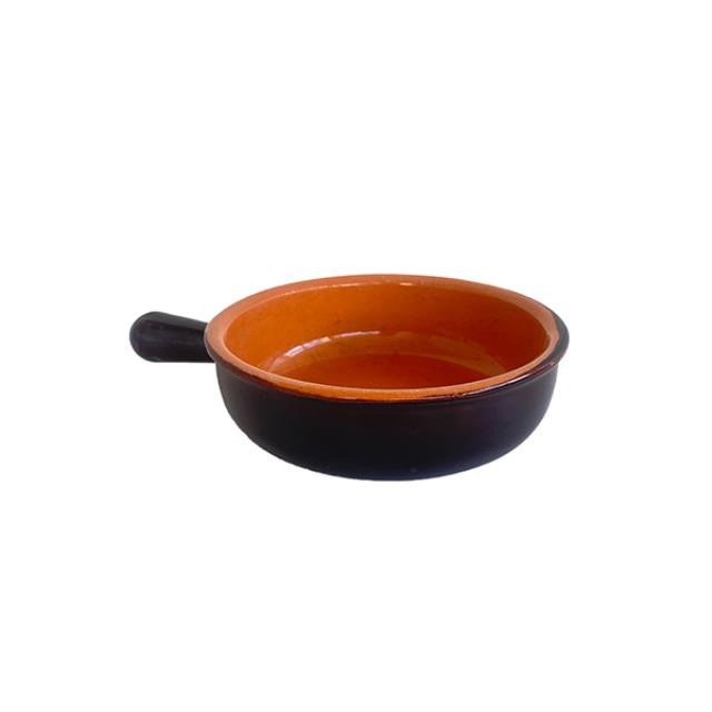 (26030010)PAN-Glazed Terracotta-Brown Exterior w|Orange Interior Small Pan