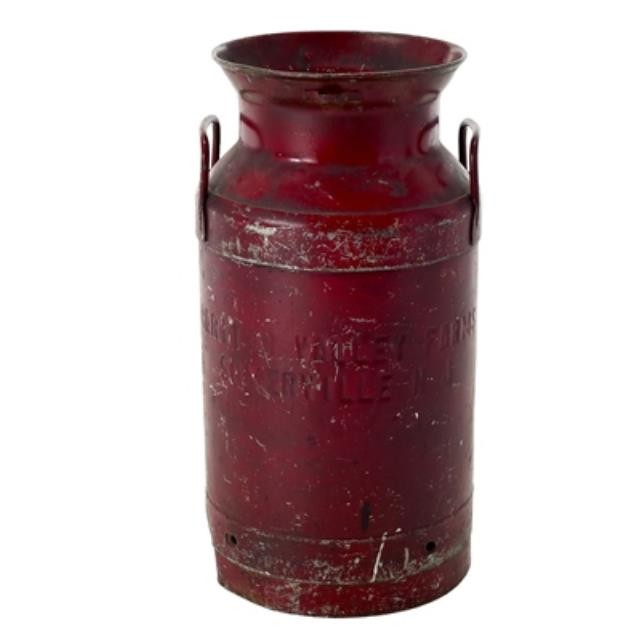 MILK CAN-Painted Red-Distressed