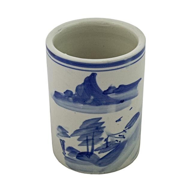 UTENSIL HOLDER-Blue & White Ceramic Asian Inspired