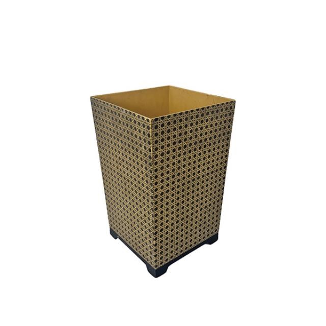 (27320017)WASTE BASKET-Faux Woven Pattern Garbage Pail