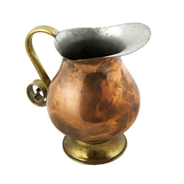 PITCHER-COPPER W/BRASS HANDLE