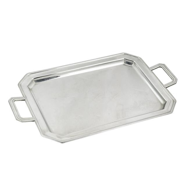 TRAY-LRG-RECT-SILVER-W/HANDLES