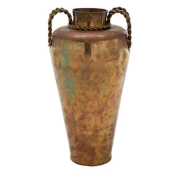 VASE-24"BRASS W/TWIST HANDLES