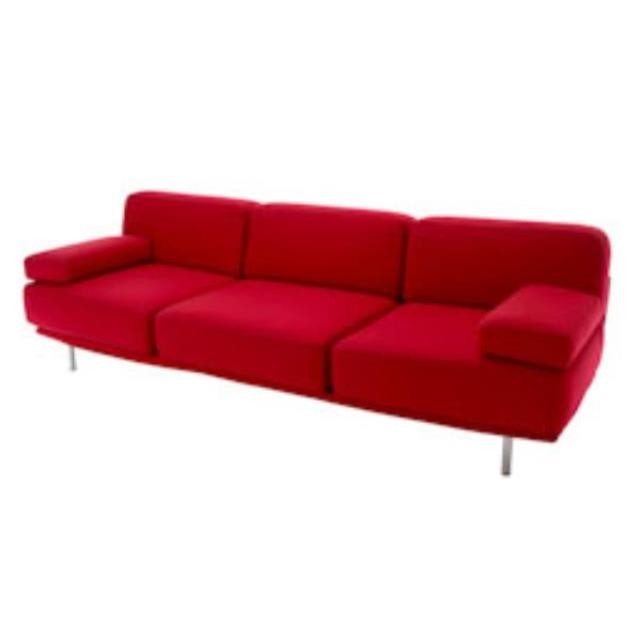 SOFA-RED WOOL STEEL LEGS