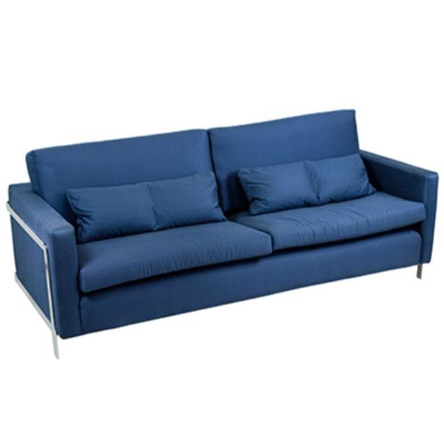 Navy Sofa W/Chrome Frame