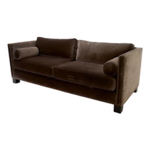 SOFA-BROWN VELVET-NAILHEADS