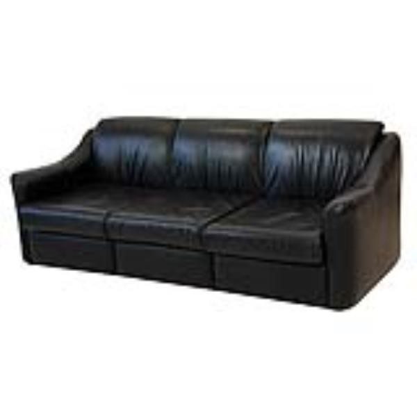 SOFA-BLACK LEATHER-SLOPE ARM-V