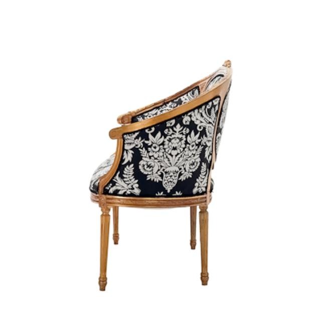 SETTEE-French-Gold Gilf Frame W/Black & White Floral