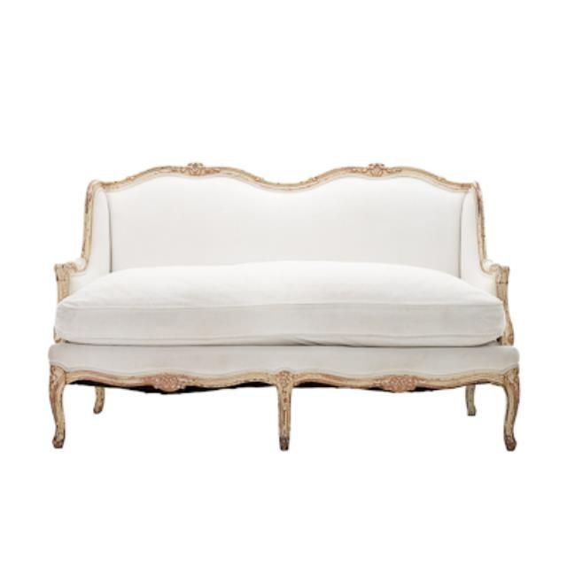 LOVESEAT-French White Washed Frame & Duck Cloth