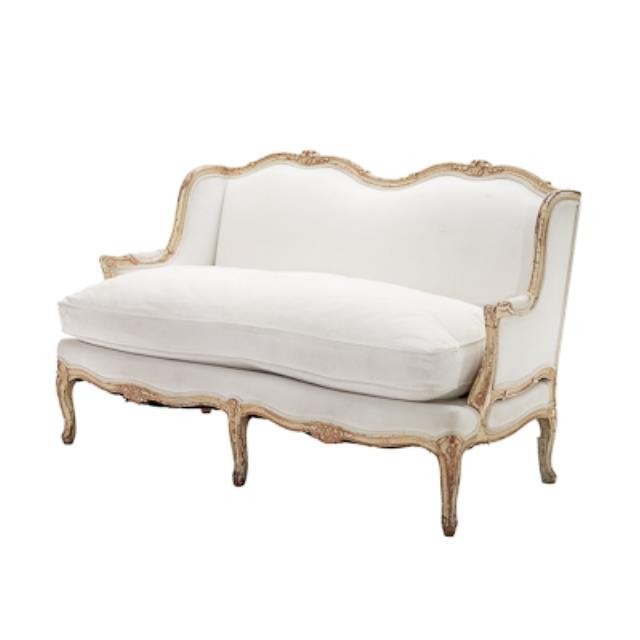 LOVESEAT-French White Washed Frame & Duck Cloth