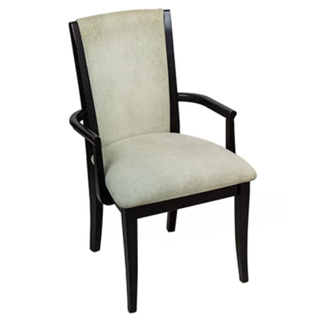 CHAIR-Arm Beige W/Dark Wood Frame