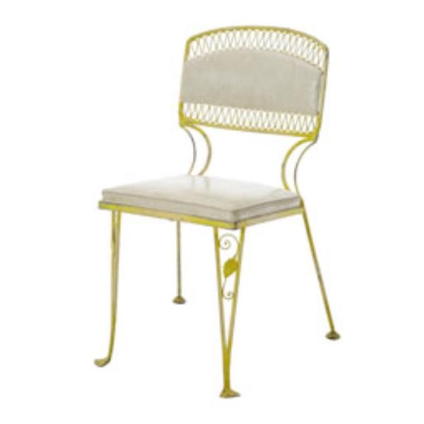 CHAIR-SIDE-YLW METAL-WHT-VINYL