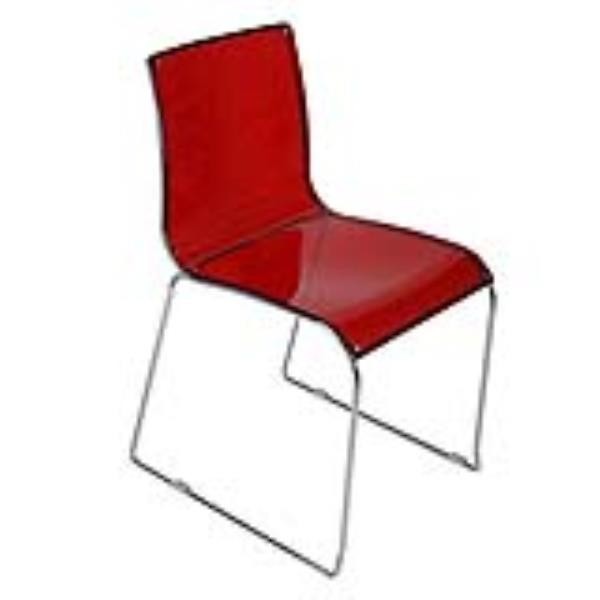 CHAIR-SIDE-RED ACRYLIC