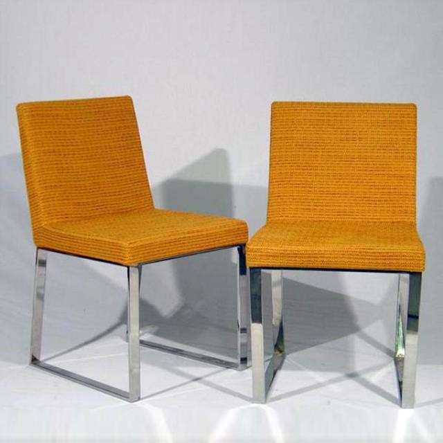 CHAIR-SIDE-Orange Fabric Seat & Back W/Chrome Legs