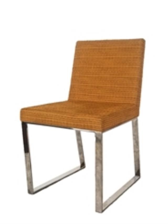 CHAIR-SIDE-Orange Fabric Seat & Back W/Chrome Legs