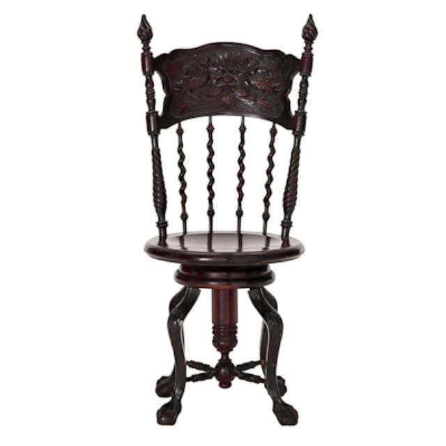 SIDE CHAIR-Vintage Carved Swivel