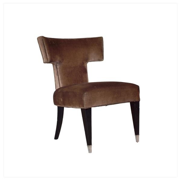 CHAIR-SIDE-T BACK-BROWN VELVET