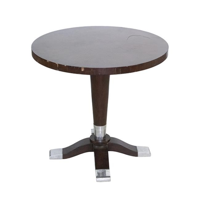 SIDE TABLE-Round W/Silver Tipped Base