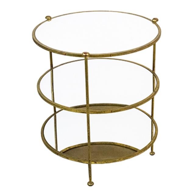 TABLE-SIDE-3 TIER GOLD-MIRRORE