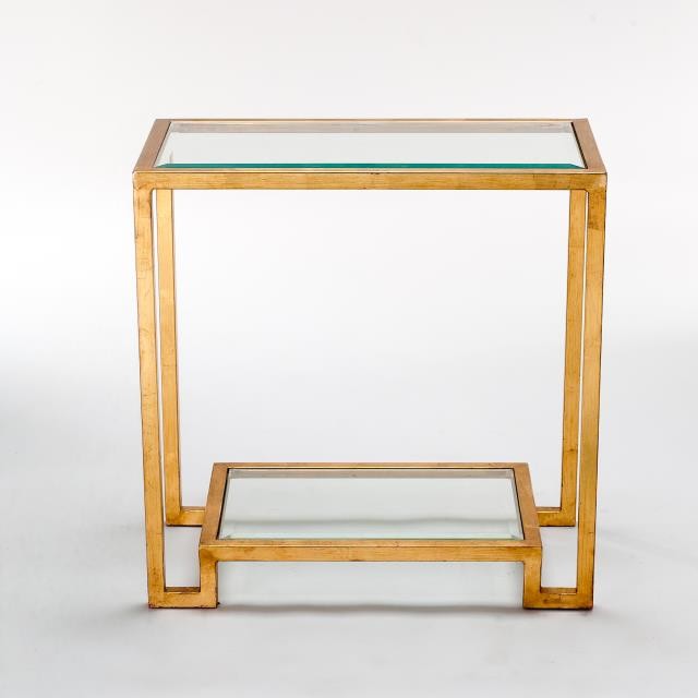 TABLE-SIDE-GOLDLEAF-GLASS SHEL