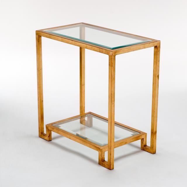 TABLE-SIDE-GOLDLEAF-GLASS SHEL