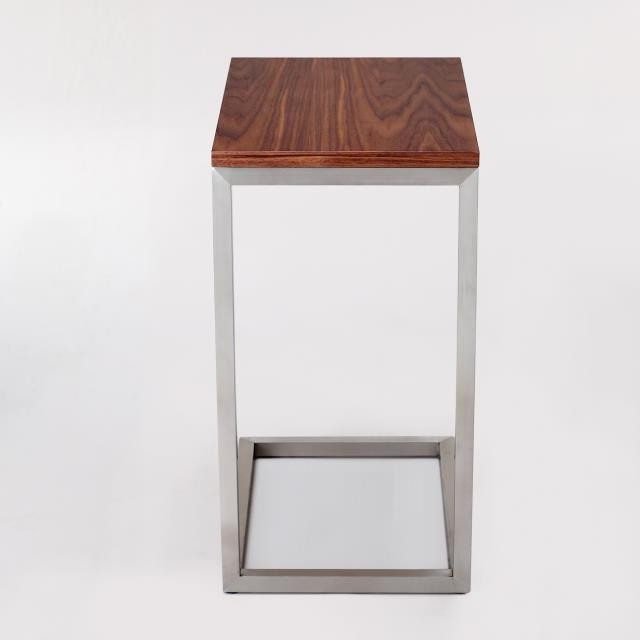 TABLE-SIDE-WALNUT TOP-SLV BASE