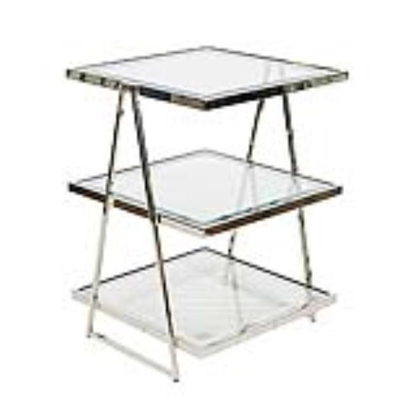 TABLE-SIDE-3 TIER-CHROME GLASS