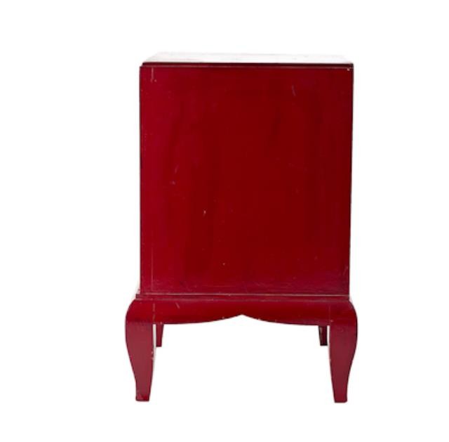 CABINET-RED 3DRAWER/BRASS HARD