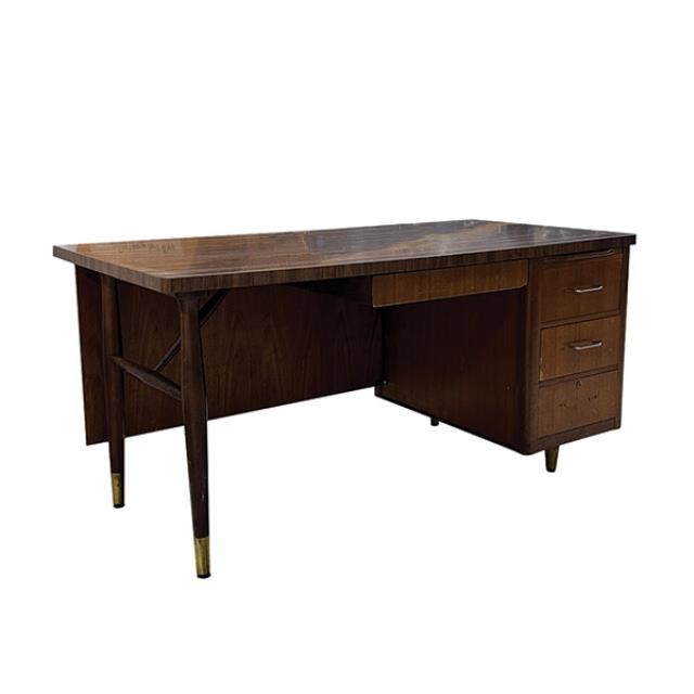 (40130025)DESK-Mid-Century Modern (3) Drawer Modern Desk