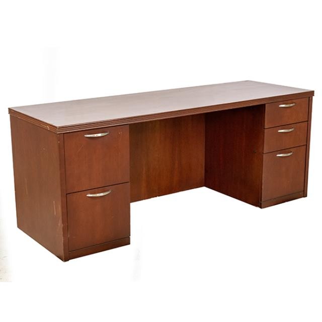 CREDENZA-Cherry W/5 Drawers-Chrome Hardware