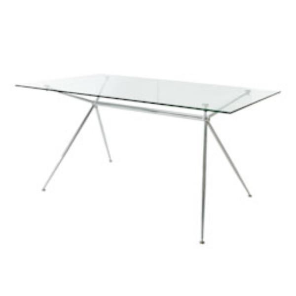 DESK-GLASS TOP-CHROME X BASE