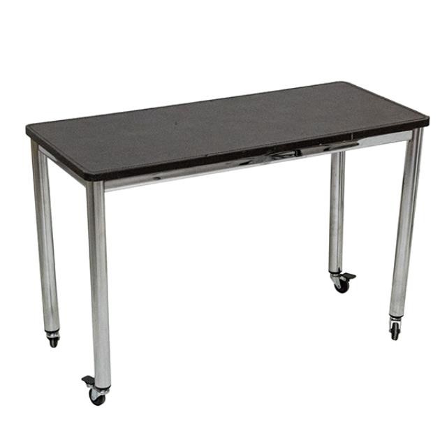 Table-Computer-Chrome Leg/Brown Leather Top